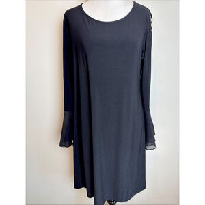 Perception Concepts Black Dress Pearl Rhinestone Sleeve Medium